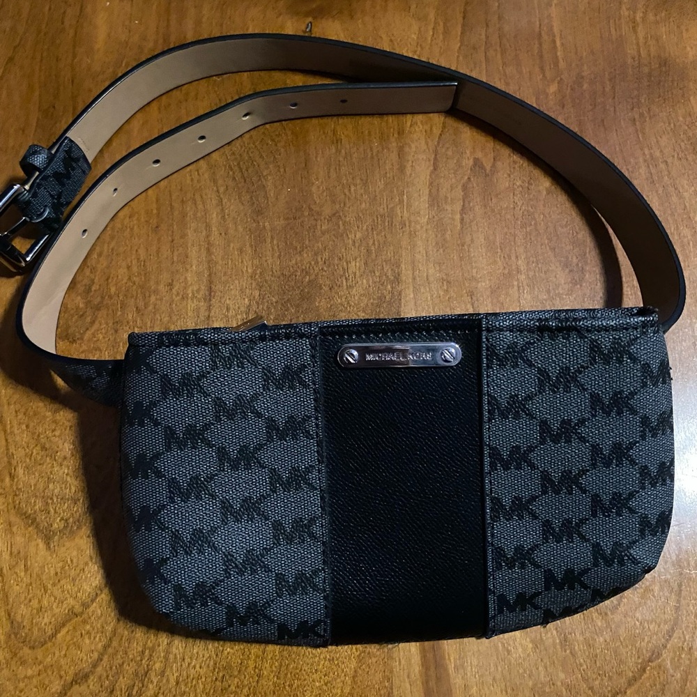 Michael Kors Black and Gray Patterned Belt Bag